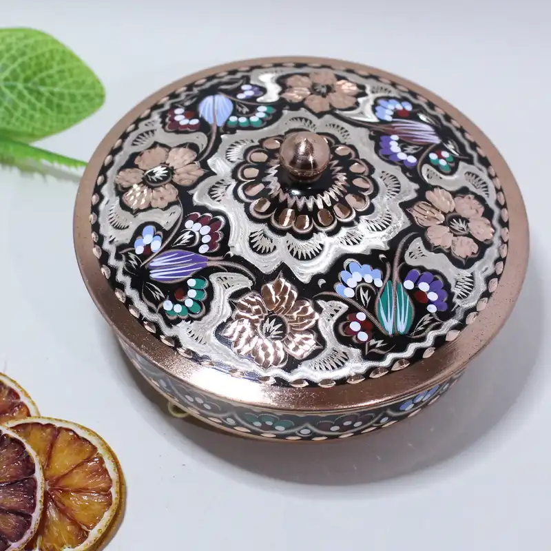 شکلات خوری میناکاری مسی مدل دیسکی کد  K153