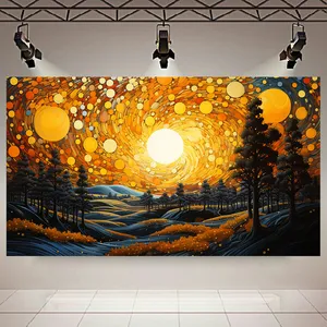 تابلو بوم طرح مخمل غروب جنگل مدل انتزاعی کد AR303852