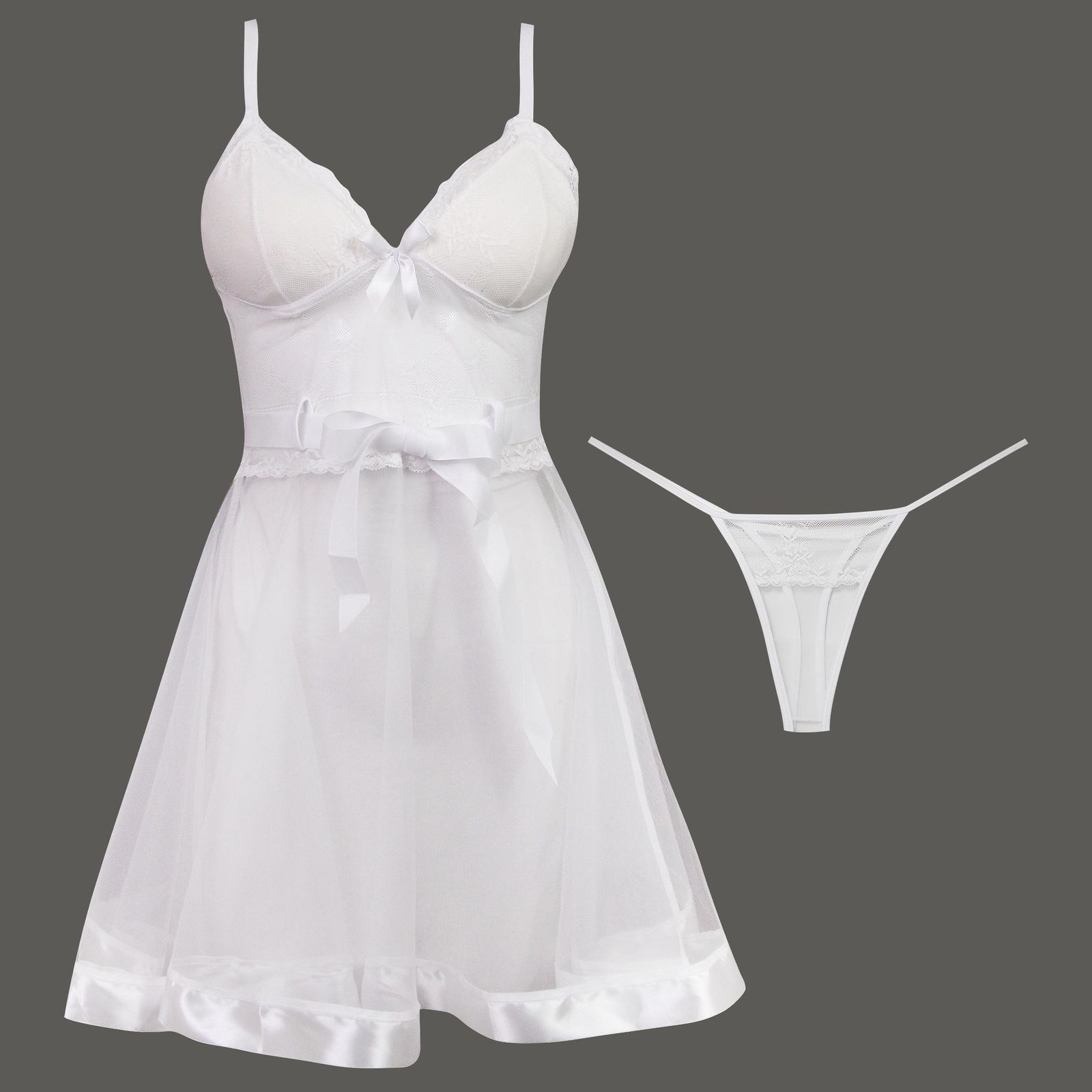 لباس خواب زنانه ماییلدا مدل گیپور گلدار کد 3685-820 رنگ سفید -  - 1