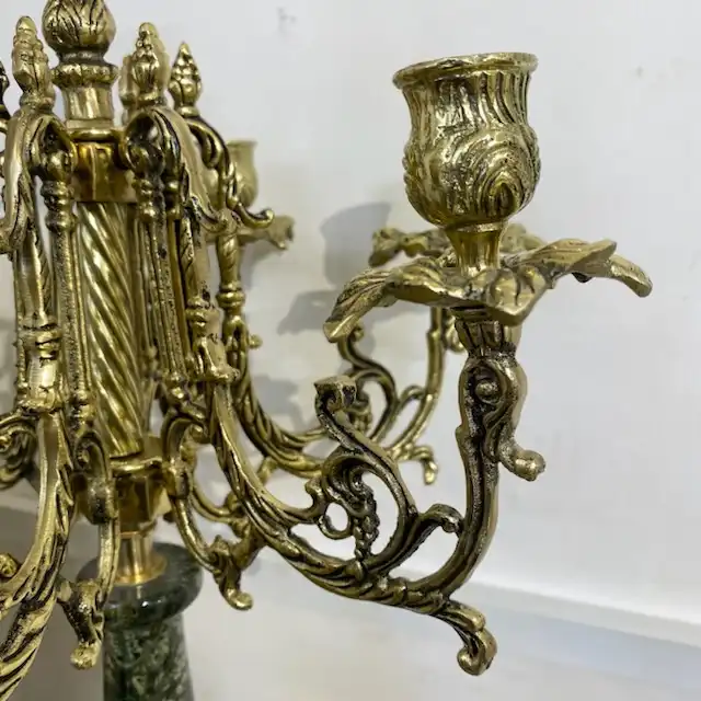 ست 3 تکه ساعت و جاشمعی برنجی مدل فرشته