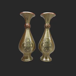 گلدان خاتم کاری مسی کد 10 بسته 2 عددی