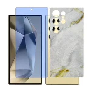 Glass Together model Blue cut screen protector for Samsung Galaxy S24 Ultra mobile phone with back cover sticker