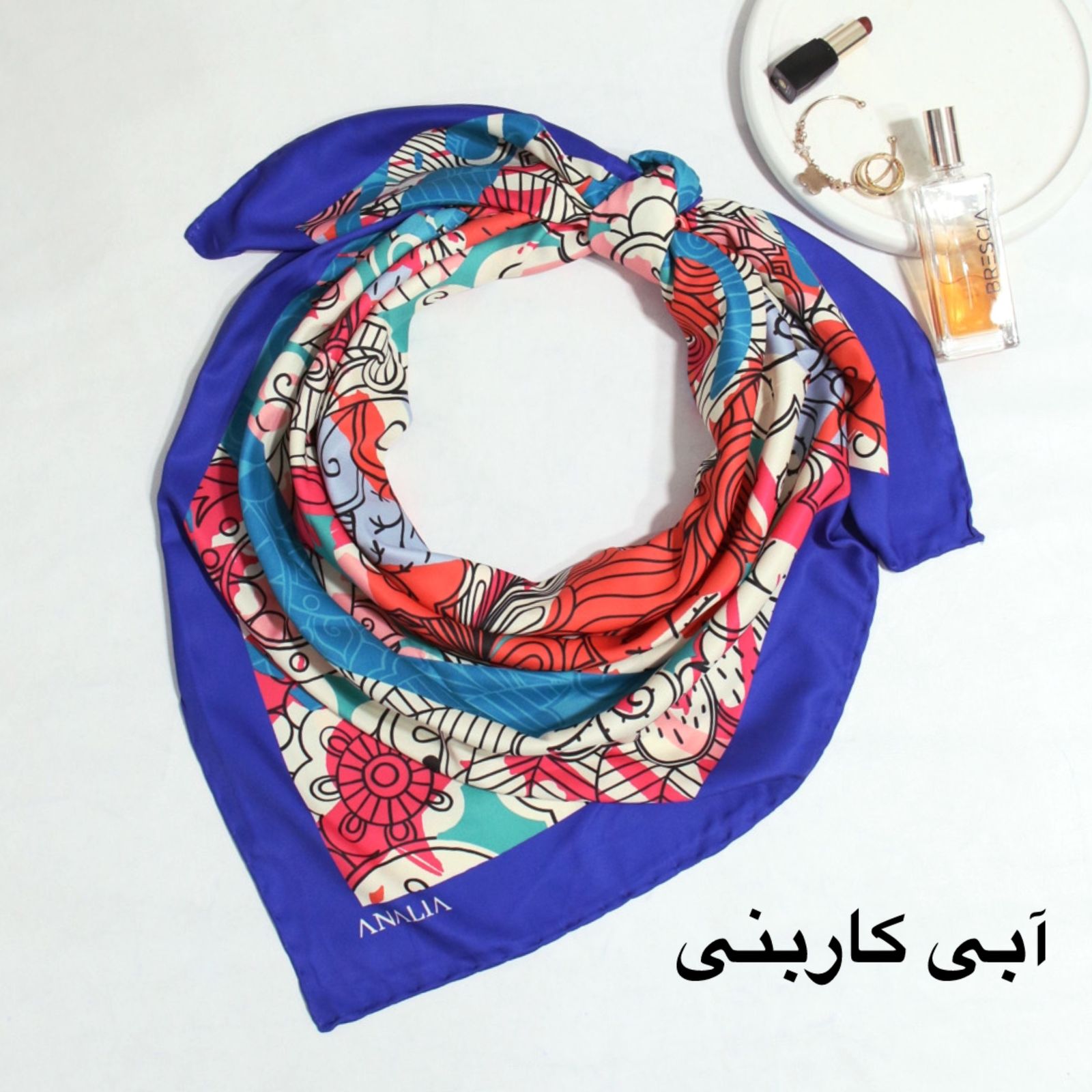 روسری زنانه مدل ابریشم مزونی کد 9071 -  - 10