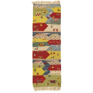 گلیم دستبافت یک ونیم متری طرح قشقایی کد 141081