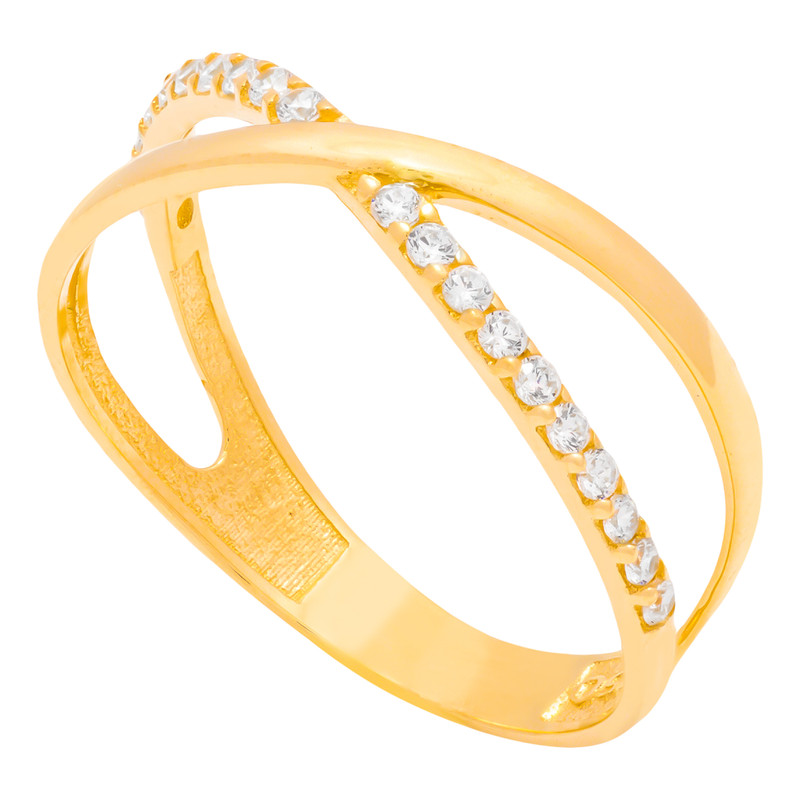 انگشتر طلا 18 عیار زنانه وی گالری مدل ضربدری کد R0153 سایز 55