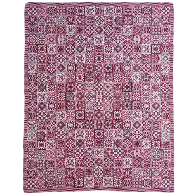 روفرشی مدل زیرسفره شقایق کد 081zsu زمینه زرشکی