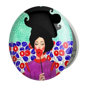 آینه جیبی خندالو طرح دخترونه مدل تاشو کد 6137 