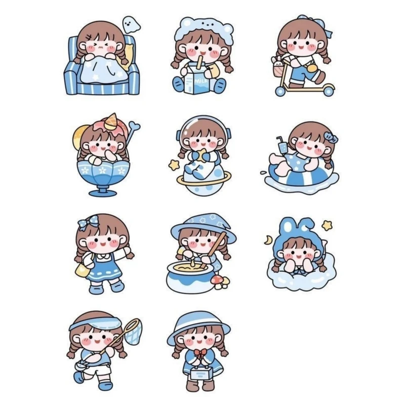 استیکر لپ تاپ طرح دختر بچه کد 2 مجموعه 11 عددی