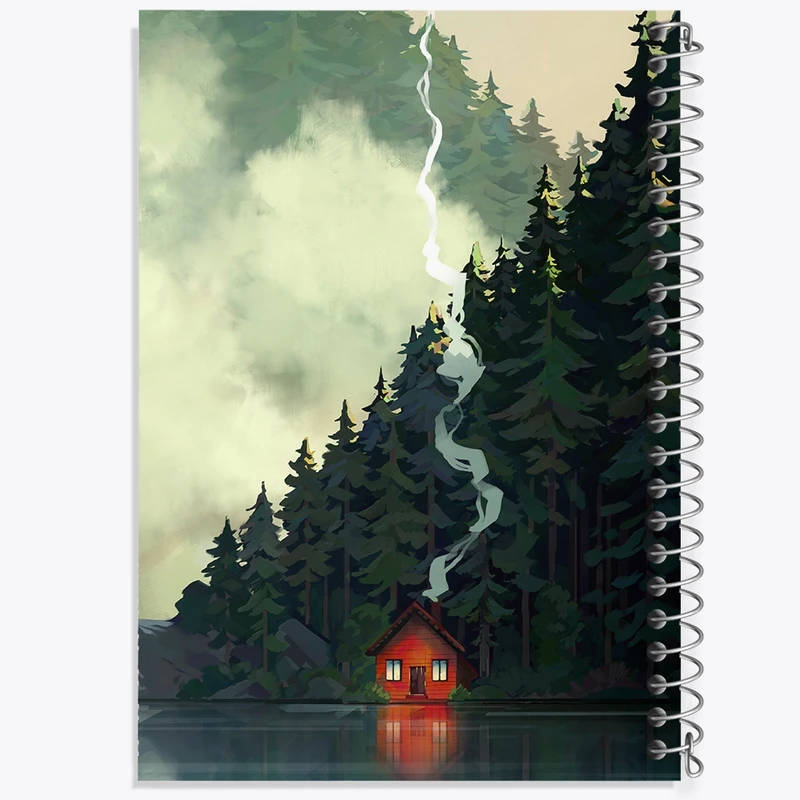 دفتر مشق 50 برگ خندالو طرح منظره جنگل کد F357