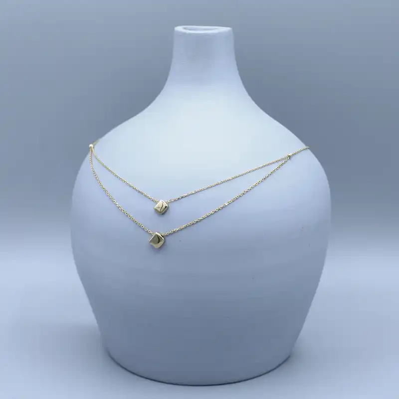 گردنبند طلا 18 عیار زنانه مدل نقطه آغاز 2 رشته