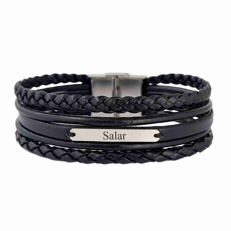 دستبند نقره مردانه لیردا مدل اسم سالار 20205