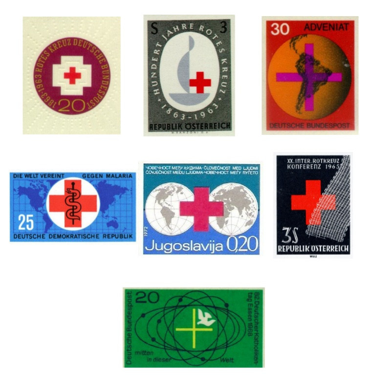 تمبر یادگاری مدل صلیب سرخ مجموعه 7 عددی