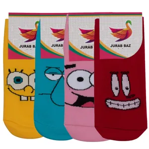 جوراب دخترانه طرح شخصیت های باب اسفنجی کد JB 24 مجموعه 4 عددی