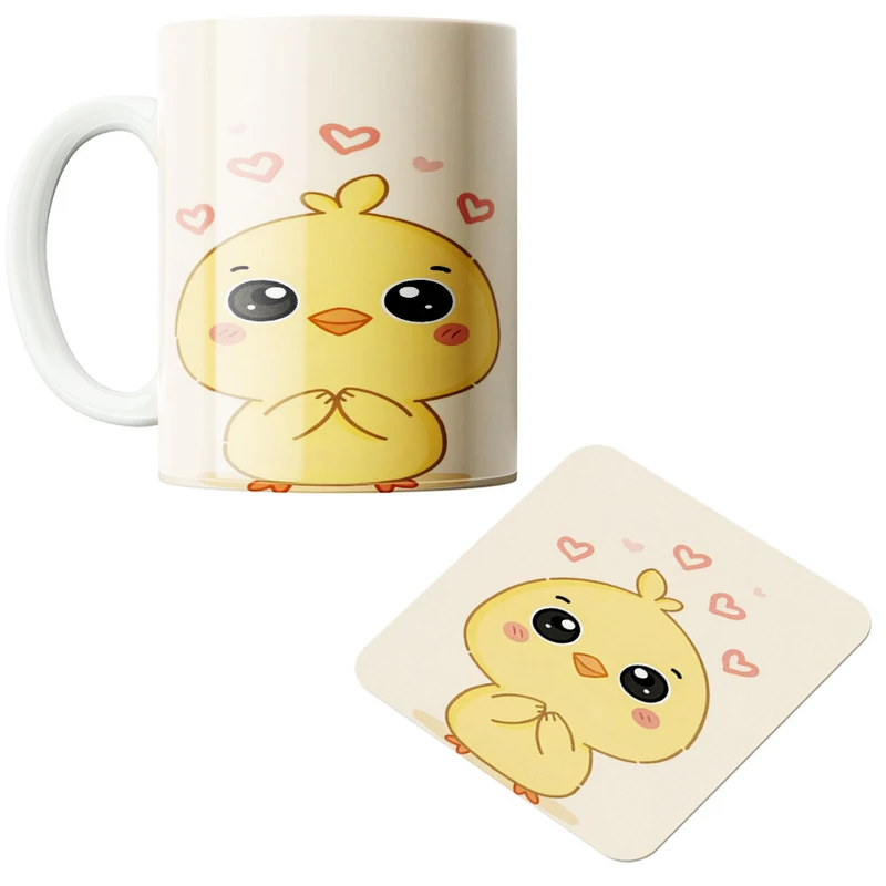 ماگ پاد آفرین مدل جوجه کد 589 به همراه زیر لیوانی 