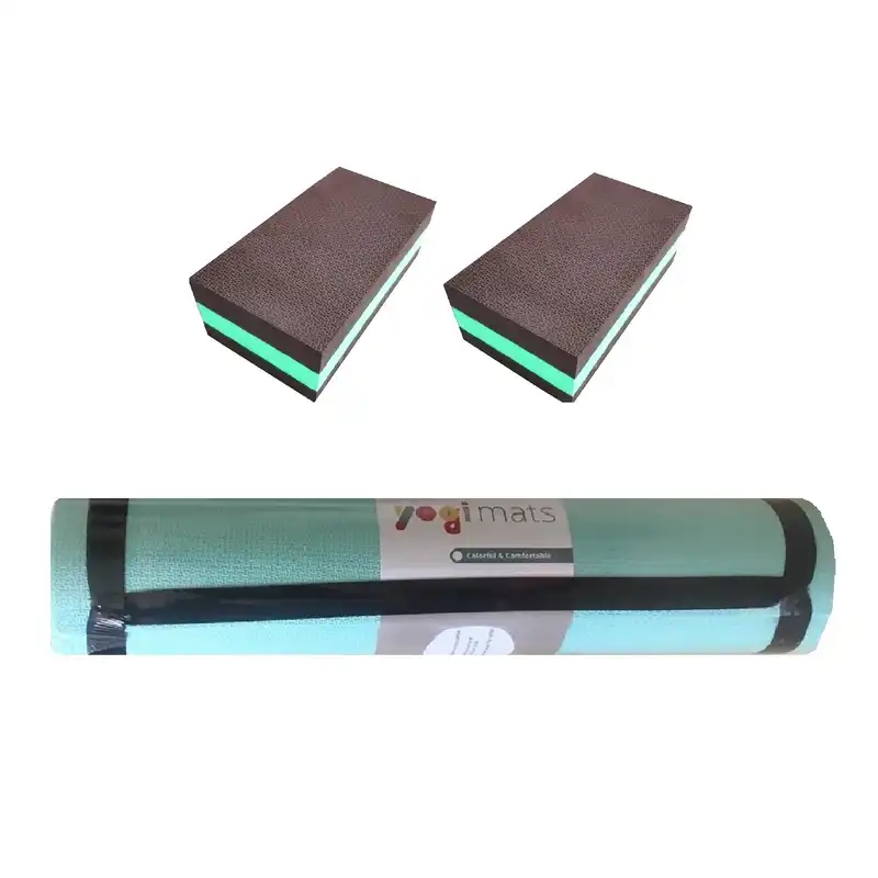 زیرانداز یوگا مدل Yogimats ضخامت 7 میلی متر به همراه آجر یوگا بسته 3 عددی