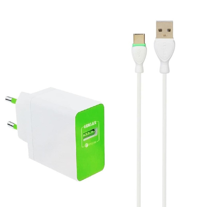 شارژر دیواری 18 وات جرلکس مدل A2 به همراه کابل تبدیل USB-C
