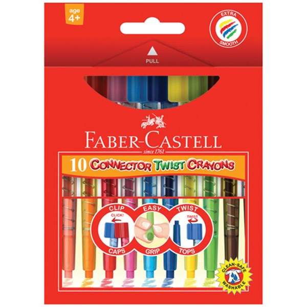 مداد شمعی 10 رنگ فابر کاستل مدل Connector Twist مداد شمعی 10 رنگ فابر کاستل مدل Connector Twist
