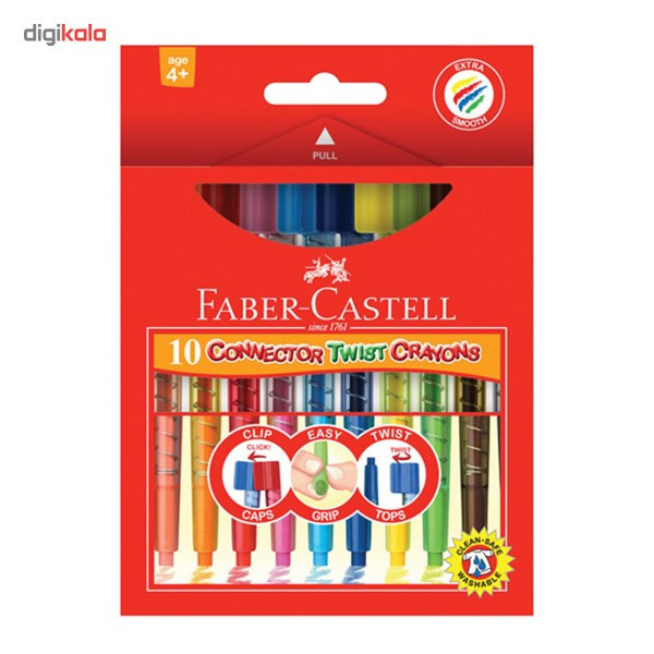 مداد شمعی 10 رنگ فابر کاستل مدل Connector Twist مداد شمعی 10 رنگ فابر کاستل مدل Connector Twist