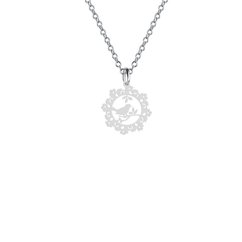 گردنبند نقره زنانه هایکا مدل پرنده و شاخه کد n.ha2-394