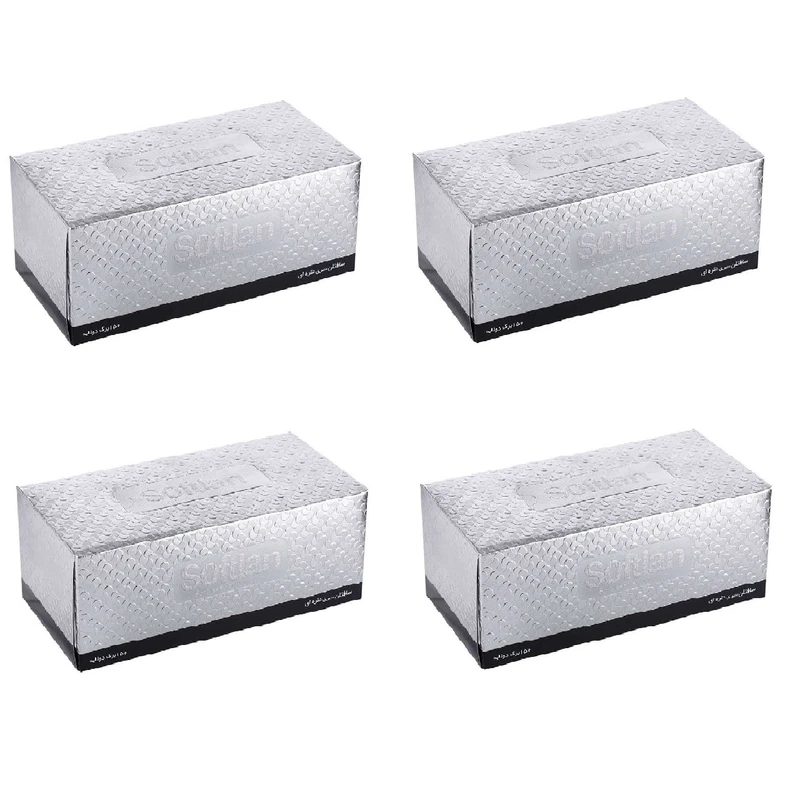 دستمال کاغذی 150 برگ سافتلن مدل silver بسته 4 عددی