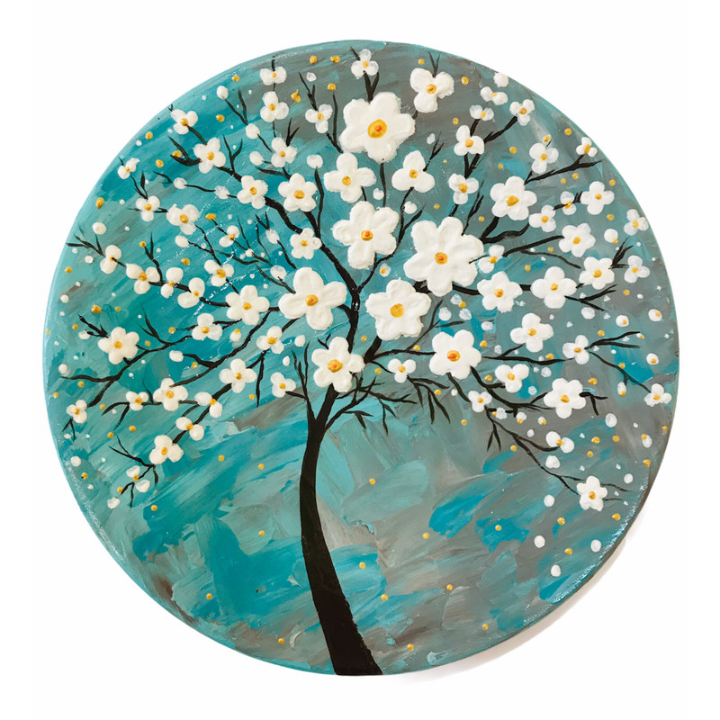 بشقاب سفالی طرح بهار مجموعه سه عددی