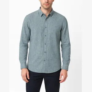 پیراهن آستین بلند یقه برگردان مردانه مدل پنبه