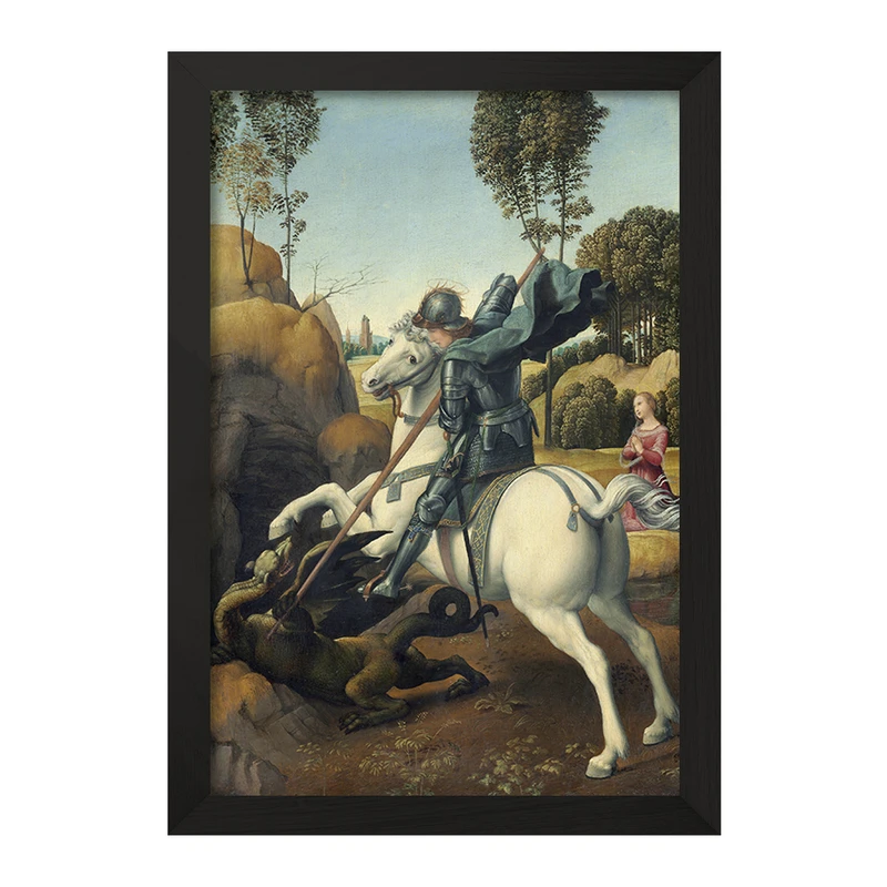 تابلو خندالو مدل نقاشی سنت جورج و اژدها اثر رافائل کد F12326