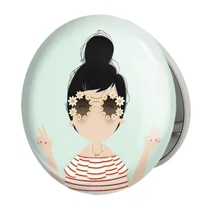 آینه جیبی خندالو طرح دخترونه مدل تاشو کد 6078 