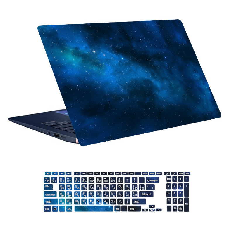 استیکر لپ تاپ توییجین و موییجین طرح Space کد 137 مناسب برای لپ تاپ 15.6 اینچ به همراه برچسب حروف فارسی کیبورد