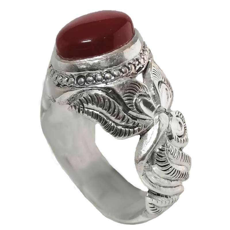 انگشتر نقره مردانه مدل عقیق یمنی MY1015