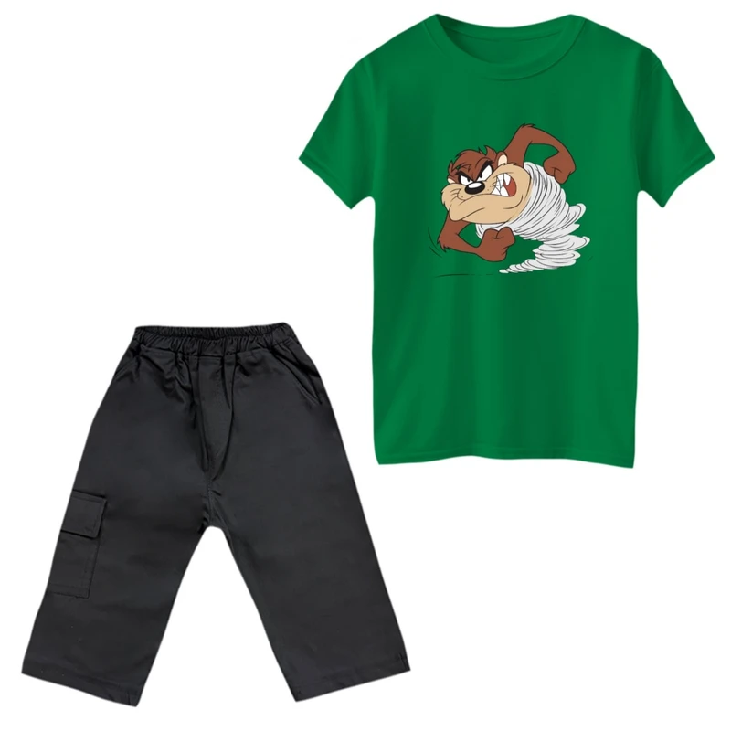 ست تی‌شرت و شلوارک پسرانه مدل سگ عصبانی