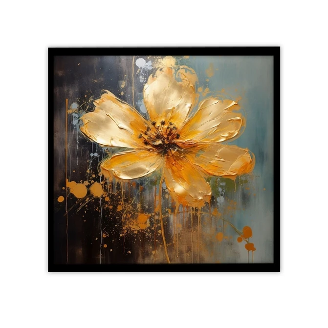 تابلو نوری بکلیت طرح نقاشی گل طلایی مدل B-MID-19487