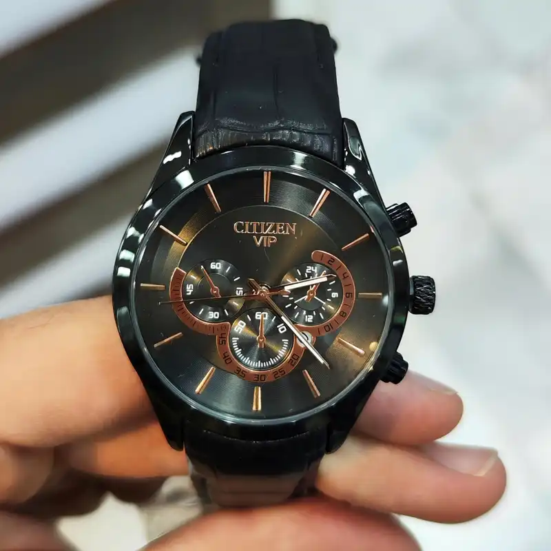 ست ساعت مچی عقربه ای مدل تک موتوره صفحه طرح کوکو بند چرم کد 1