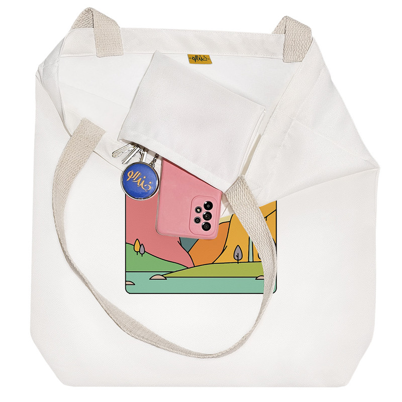 ساک خرید پارچه ای خندالو طرح طبیعت مدل توت بگ کد 7350