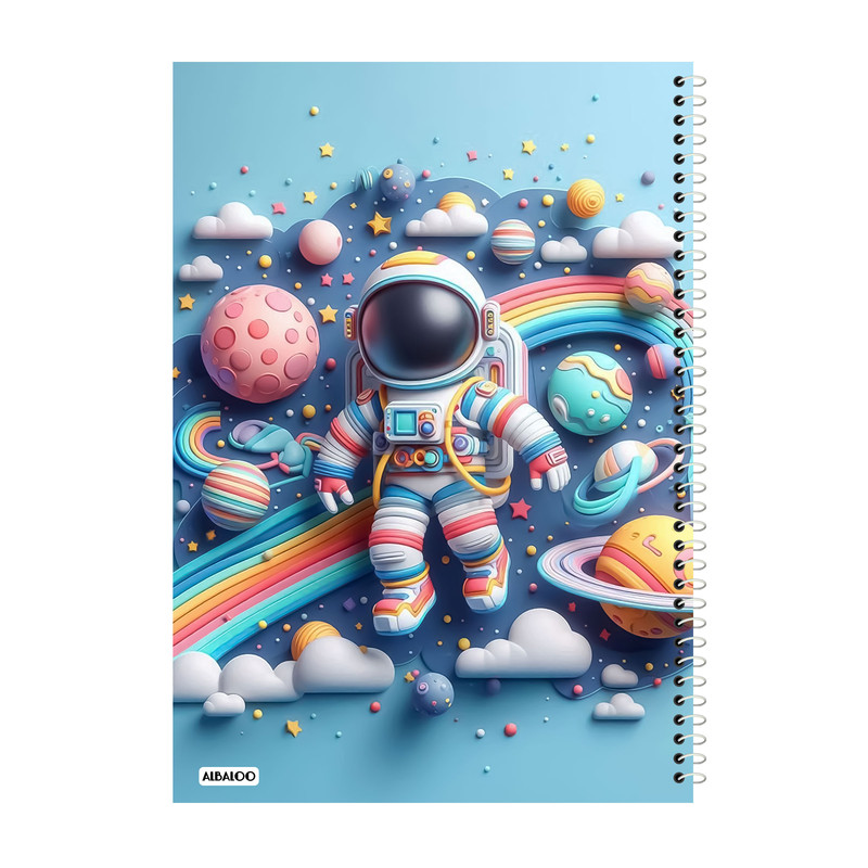 دفتر مشق 50 برگ آلبالو طرح فضانورد پسرانه کد 2383