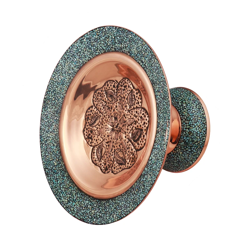 عکس شماره 3 : شیرینی خوری فیروزه کوبی مسی مدل ساده کد 20