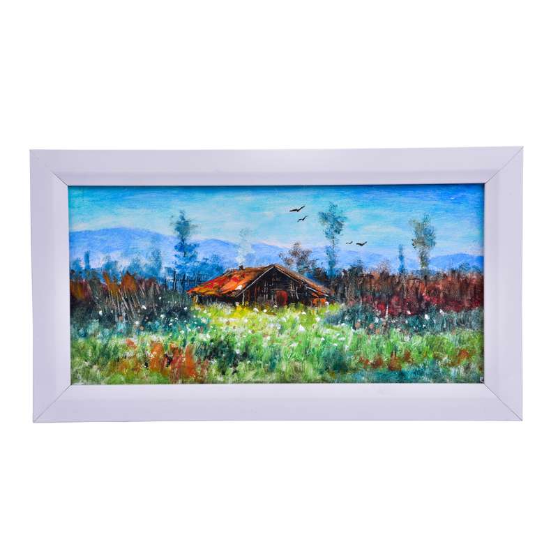 تابلو نقاشی آبرنگ طرح خانه جنگلی کد ara-15