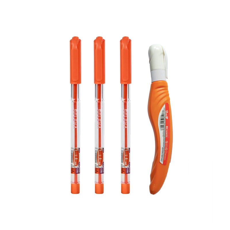 خودکار 0.7 میلی متری سلنا مدل رنگی  به همراه غلط گیر بسته 4 عددی