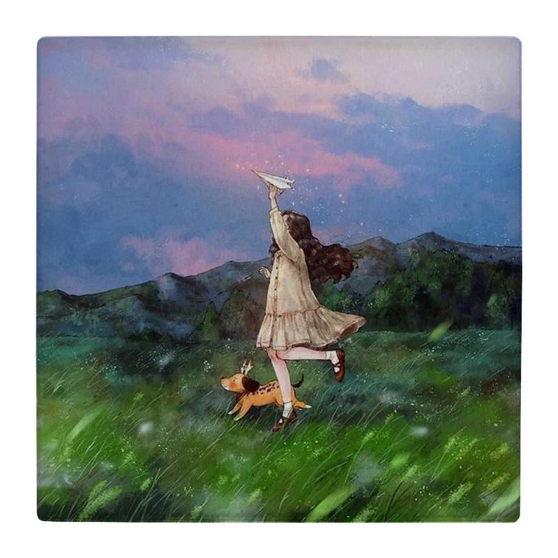  زیر لیوانی  طرح نقاشی دختر بچه و سگ کد    4861200_3788