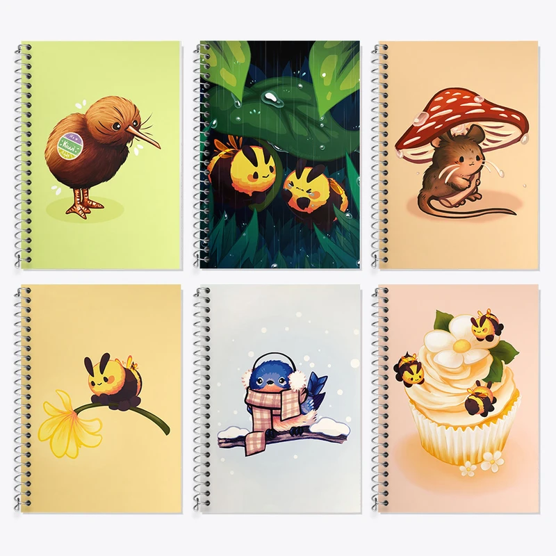 دفتر زبان 50 برگ خندالو مدل دو خط طرح حیوانات بامزه کد 438 مجموعه 6 عددی