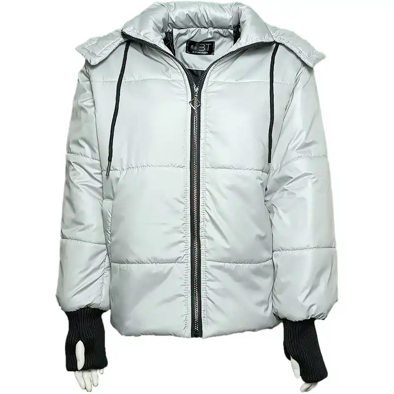 کاپشن زنانه بی تی مدل انگشتی شمعی کد ShW34 رنگ سفید صدفی