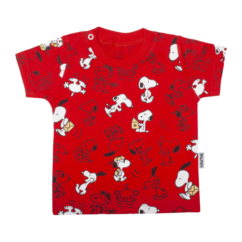 تی شرت آستین کوتاه نوزادی آدمک مدل اسنوپی کد 150003 رنگ قرمز