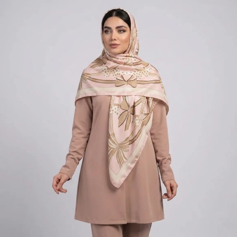 روسری ابریشم توییل زنانه مدل H36 با طول و عرض 125×125 سانتی‌متر