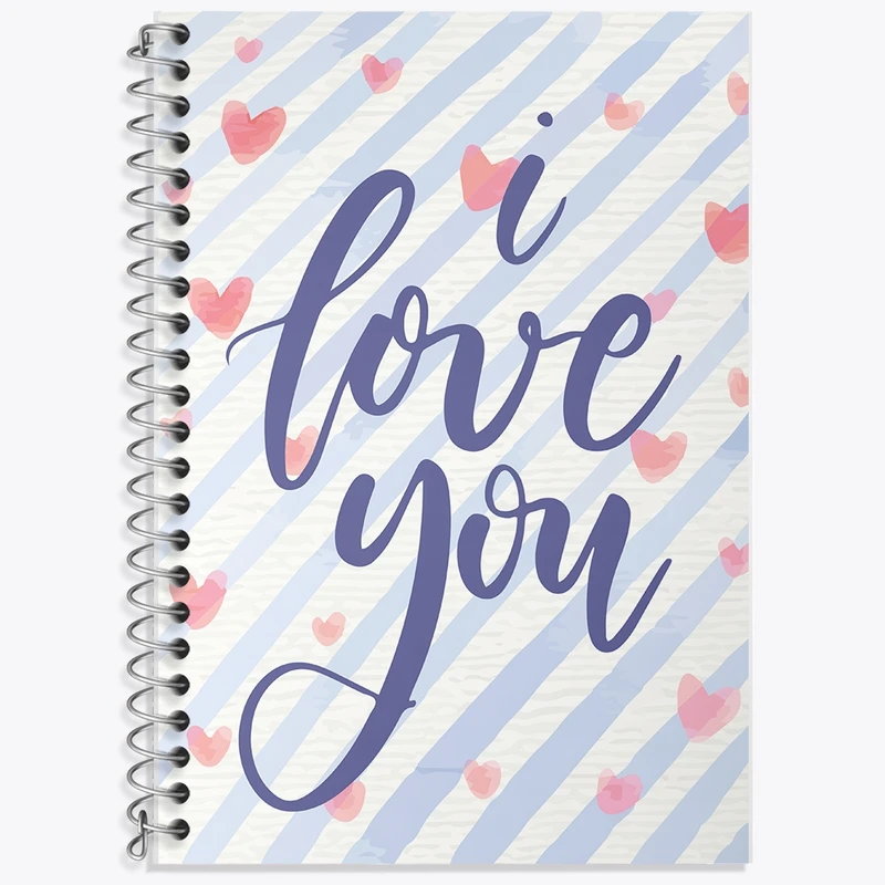 دفتر زبان 50 برگ خندالو مدل دو خط طرح I Love You کد F2013