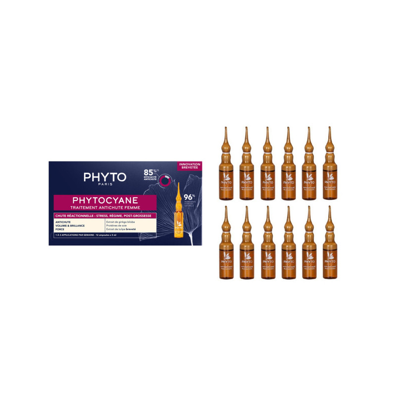 محلول ضدریزش مو فیتو مدل phytocyane_women حجم 7.5 میلی لیتر بسته 12 عددی محلول ضدریزش مو فیتو مدل phytocyane_women حجم 7.5 میلی لیتر بسته 12 عددی