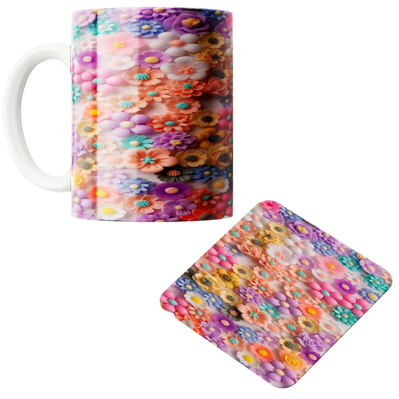 ماگ پادافرین مدل گل کد 321 به همراه زیر لیوانی 