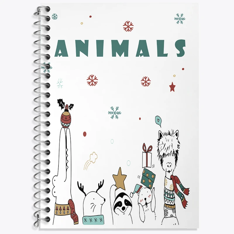 دفتر زبان 50 برگ خندالو مدل دو خط طرح حیوانات بامزه و کیوت کد N2534