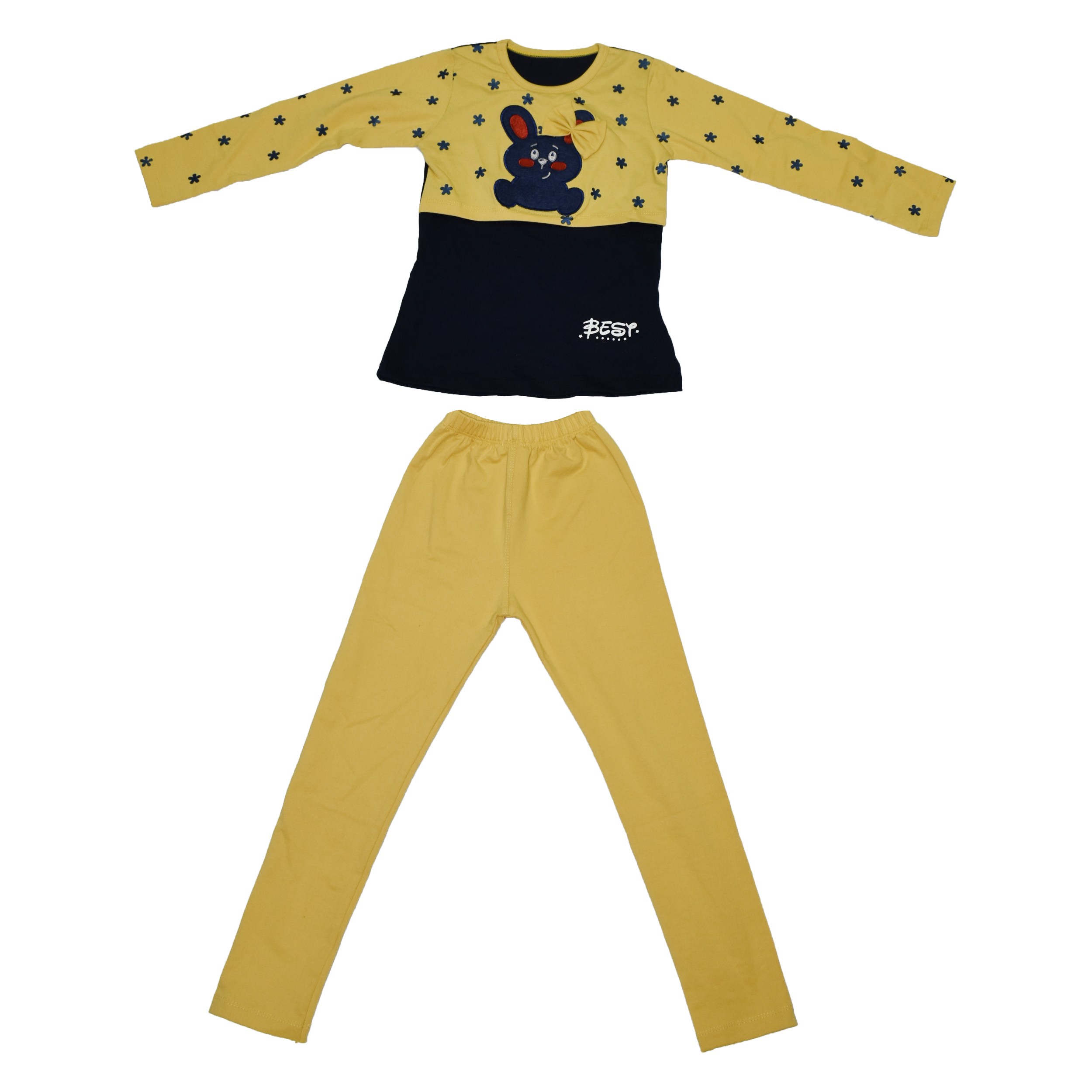 ست تی شرت و شلوار دخترانه مدل MUS-212