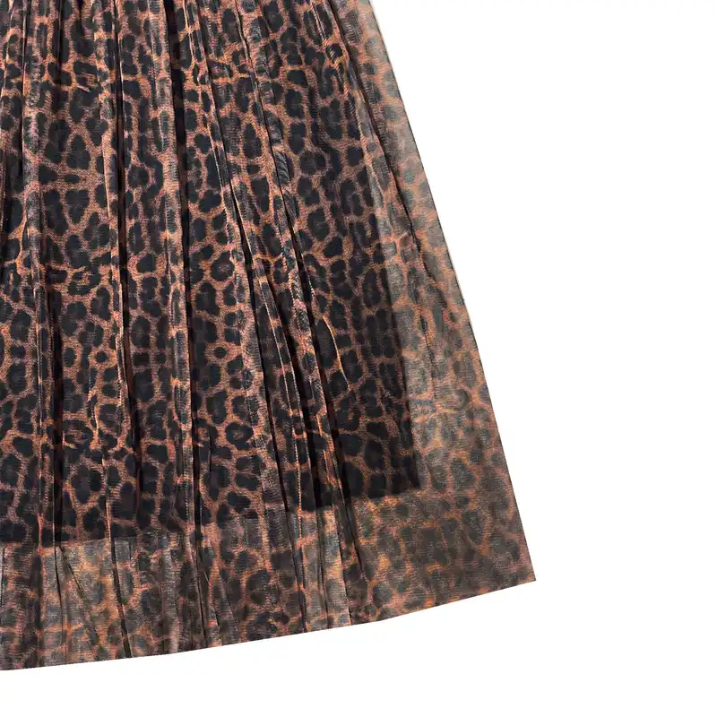 دامن چین‌دار زنانه مدل توری پلنگی