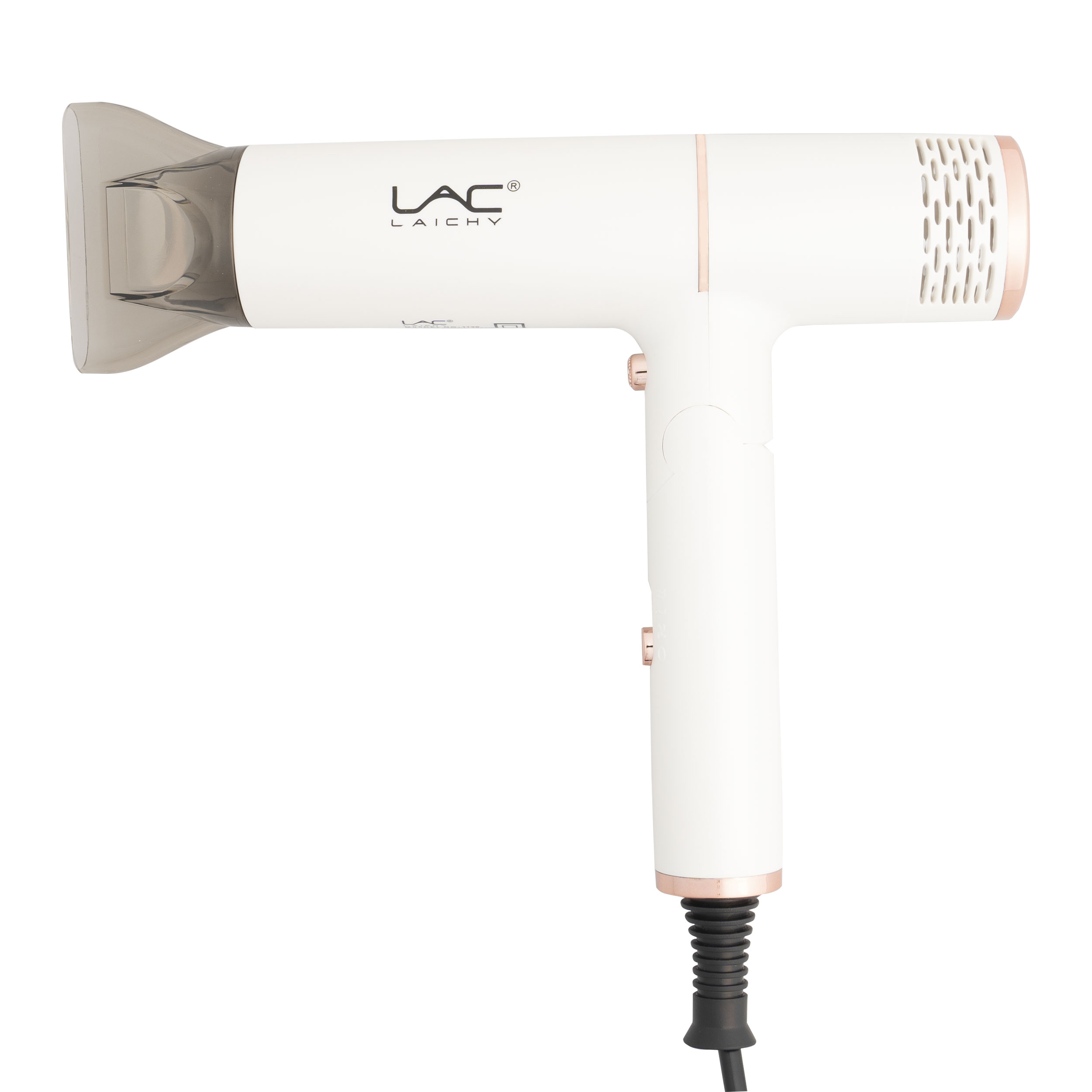 سشوار سفری لاک لایچی مدل L-1120 با موتور AC، توان 1600 وات، باد سرد، تنظیم دما در دو حالت و متمرکزکننده پهن